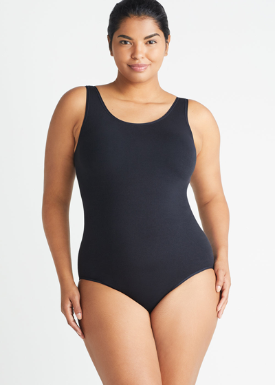 Yummie Ruby Shaping Full Back Bodysuit - Cotton Seamless In Black