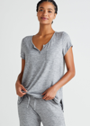 Yummie Henley Pajama Tee In Heather Grey