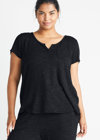 Yummie Henley Pajama Tee In Black Marl