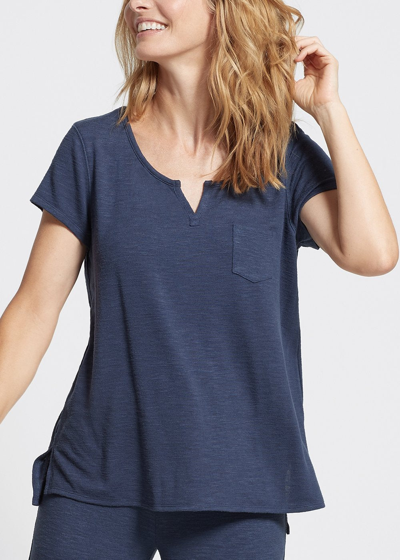 Yummie Cap Sleeve Lounge Tee - Slub Knit In Mood Indigo Marl