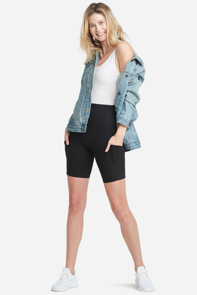 Yummie Mel Shaping Biker Short With Pockets - Cotton Stretch Leggings In Black