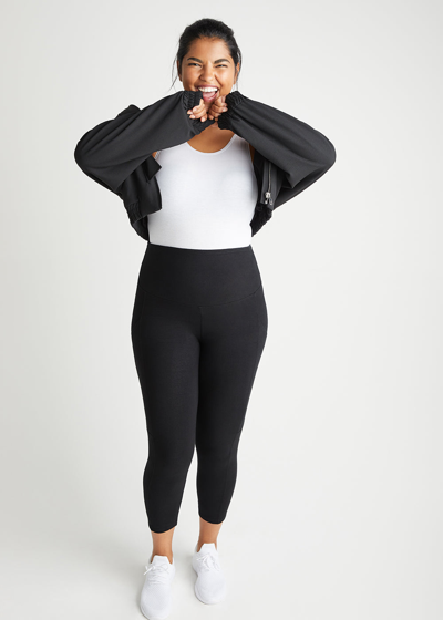 Yummie Gloria Ankle Shaping Legging With Pockets - Cotton Stretch In Black