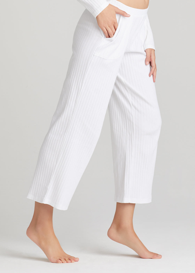 Yummie Cropped Lounge Pant - Cotton Rib In White