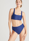 Yummie Gaia High Waist Bikini Bottom Swimsuit In Navy