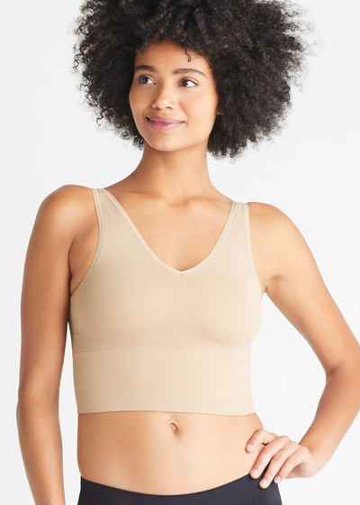 Yummie Claudia Comfortably Curved Longline Bra Top - Seamless In Almond