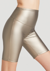 YUMMIE YUMMIE BRONZE FAUX LEATHER SHAPING BIKER SHORT LEGGINGS