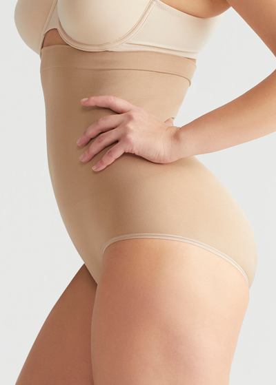 Yummie High-waisted Thong In Almond