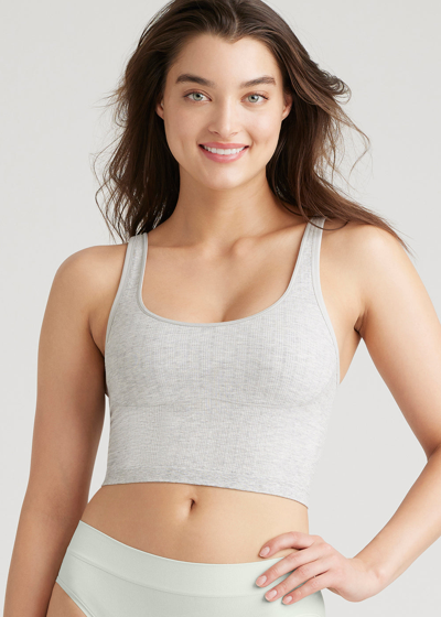 Yummie Jules Longline Bra Top - Cotton Rib Seamless In Heather Grey