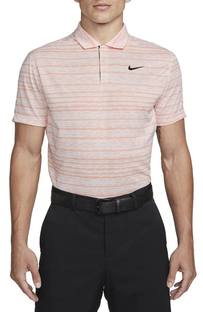 Nike Men's Dri-fit Adv Tiger Woods Striped Golf Polo In Light Soft Pink/ Black