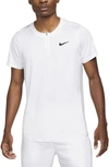 Nike Court Dri-fit Advantage Tennis Half Zip Short Sleeve Top In White