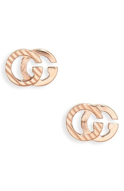 Gucci Running G 18k Gold Stud Earrings In 18kp