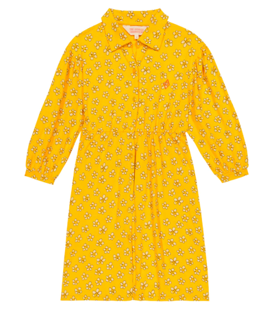 The Animals Observatory Kids' Pigeon Floral Printed Dress In Yellow