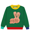 The Animals Observatory Rabbit Printed Wool Tricot Knit Sweater In Green