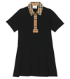 Burberry Girl's Sigrid Vintage Check Polo Shirt Dress In Black