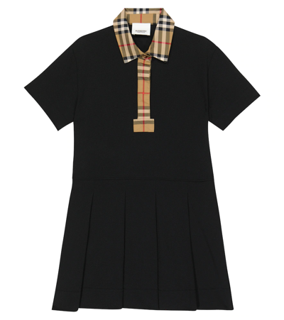 Burberry Kids' Sigrid Vintage Check-print Polo Shirt Stretch-cotton Dress 3-14 Years In Black