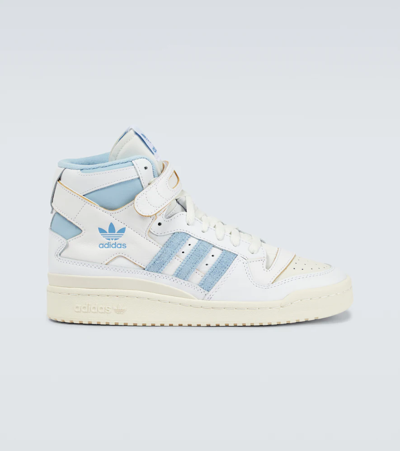 Adidas Originals White & Blue Forum Mid Sneakers In Weiss
