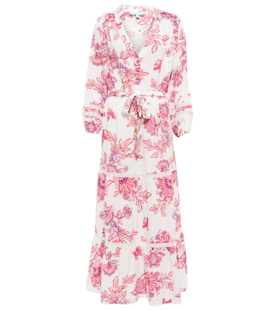 Melissa Odabash Wisteria Floral Wrap Midi Dress In White