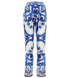 Dolce & Gabbana Silk Twill Pants With Majolica Print In Tris Maioliche F.bco