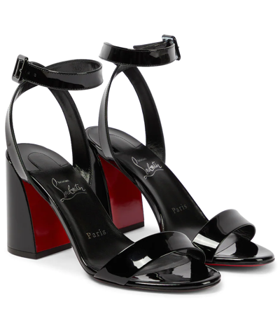Christian Louboutin Miss Sabina 85 Patent Leather Sandals In Black/lin Black
