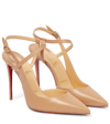 Christian Louboutin Jenlove Calfskin Red Sole Ankle-strap High-heel Pumps In Nude