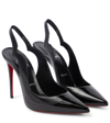 Christian Louboutin Hot Chick Sling 100 Patent Slingback Pump In Black/lin Black