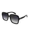 Gucci Oversized Square Injection Plastic Sunglasses In 001 Shiny Black C
