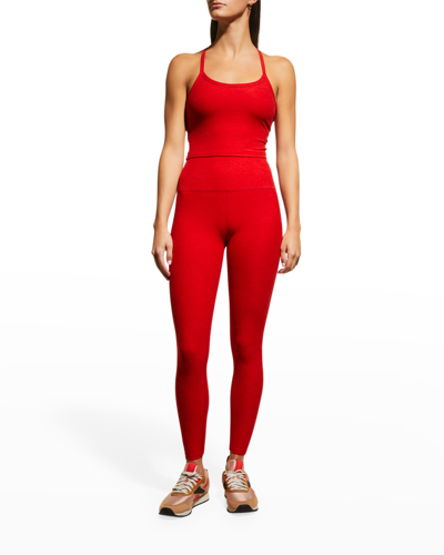 Beyond Yoga Space-dye Slim Racerback Cropped Tank In Silverberry Heath