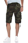 X-ray Belted Twill Piping Camo Shorts In Olive Camo