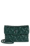 Kurt Geiger Kensington Leather Mini Crossbody Bag In Dark Green