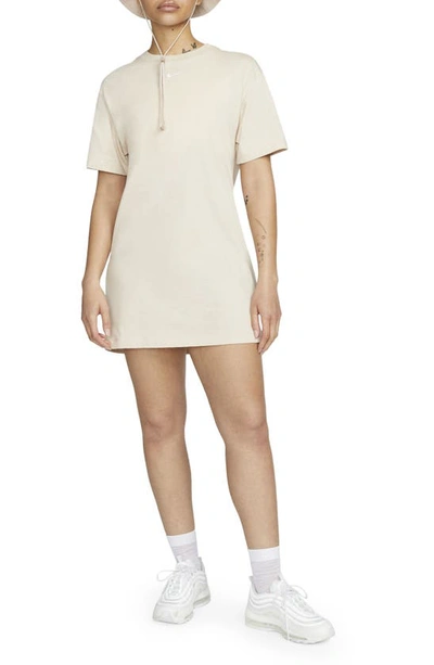 Nike Sportswear Essential T-shirt Dress In Sanddrift/ White
