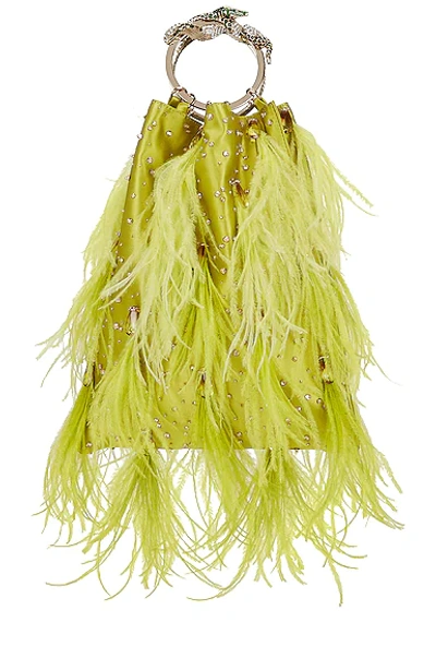 Valentino Garavani Crystal-embellished Feather Clutch In Green