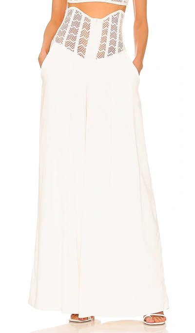 Patbo Tulle-trimmed Woven Wide-leg Trousers In White