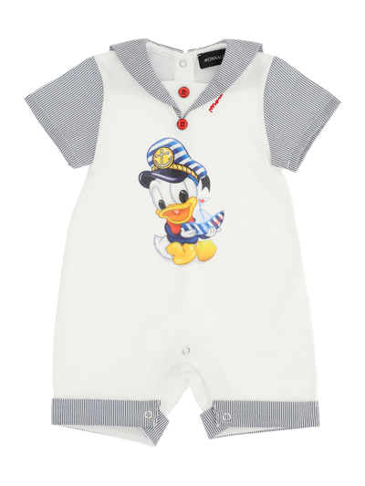 Monnalisa Babies' Donald Duck Sailor Romper In White + Blue