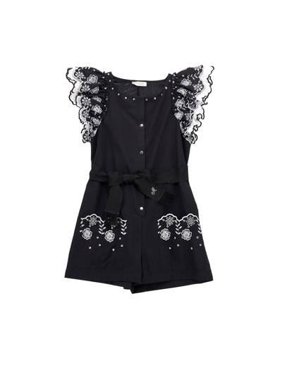 Monnalisa Kids'   Broderie Anglaise Short Playsuit In Black
