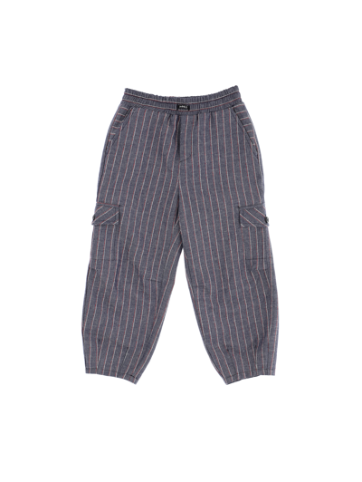 Monnalisa Pinstripe Denim Trousers In Blu Stone Denim