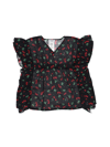 Monnalisa Cherries-print Sleeveless Blouse In Black