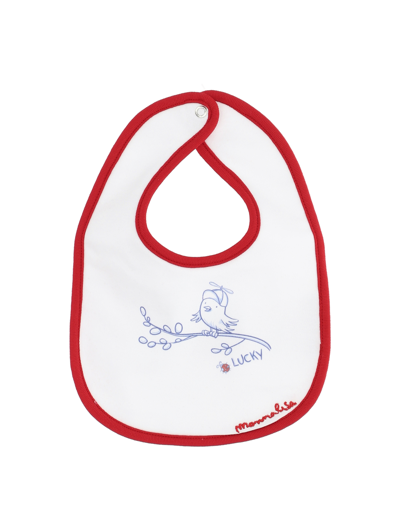 Monnalisa Babies'   Embroidered Cotton Bib In White + Red