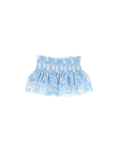 Monnalisa Babies'   Daisy And Polka Dot Muslin Skirt In Light Blue