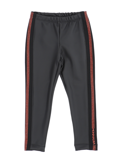 Monnalisa Kids'   Coated Fabric Pants With Rhinestones In Black