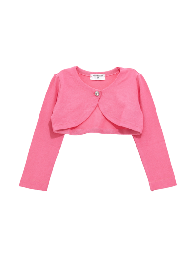 Monnalisa Cropped Crepe Cardigan In Sachet Pink