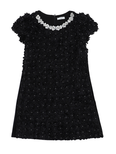 Monnalisa Floral Chenille Dress In Black