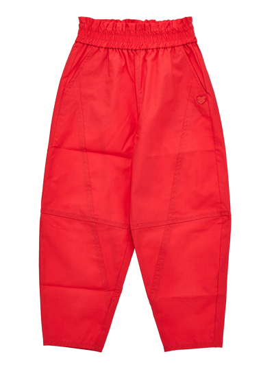Monnalisa Poplin Mum Trousers In Red