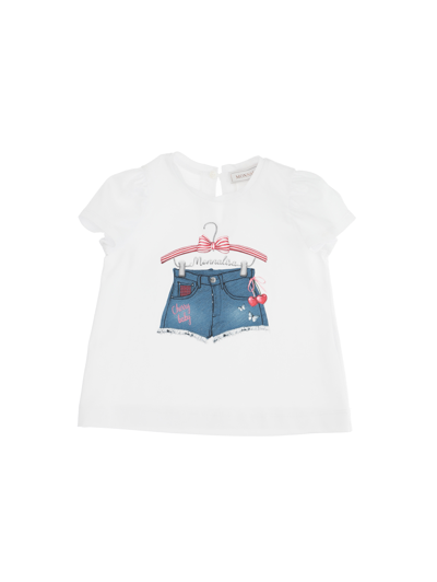 Monnalisa Jersey T-shirt With Shorts Print In White