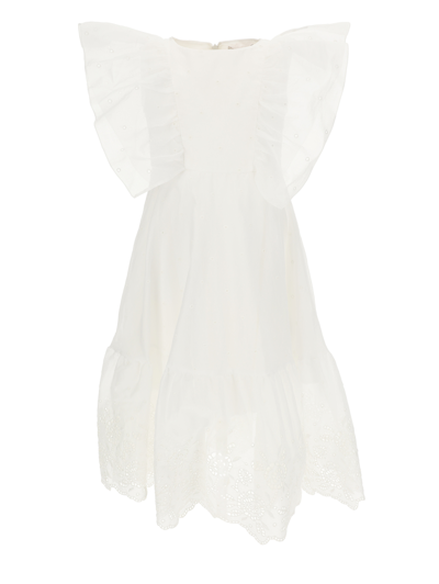 Monnalisa Rose Muslin Dress In Cream