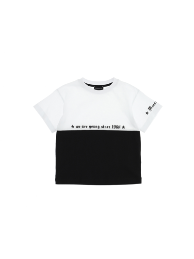 Monnalisa Two-tone Jersey T-shirt With Logo In Black + White