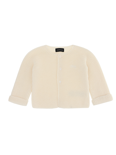 Monnalisa Garter Stitch Cardigan In Cream