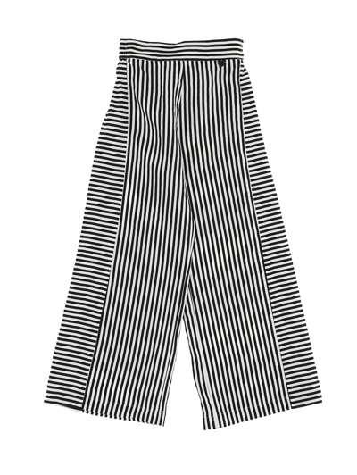 Monnalisa Striped Viscose Palazzo Trousers In White + Black