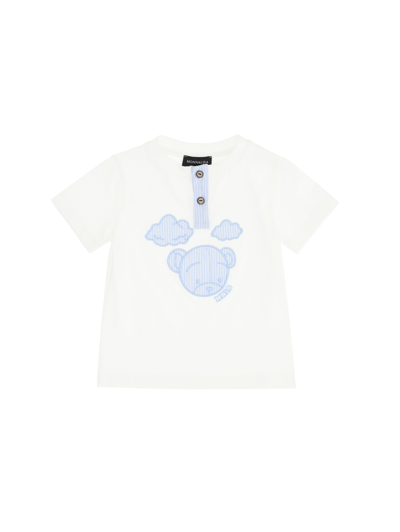 Monnalisa Kids'   Cotton Grandad T-shirt In Cream