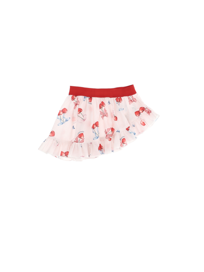 Monnalisa Babies'   Muslin Sarong With Cherry Print In Red + Pink