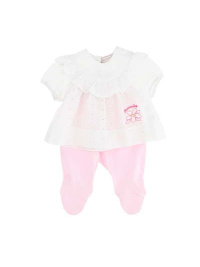 Monnalisa Newborn Blouse And Leggings Set In White + Rosa Fairytale